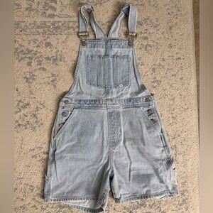 Aritzia Sunday Best Light Blue Denim Short Overalls